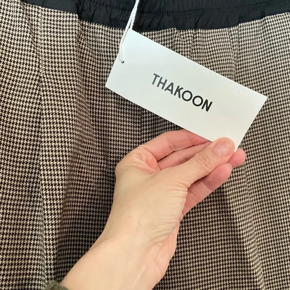 Thakoon Brown Houndstooth Straight Leg Pull On Trouser Pants Size 0